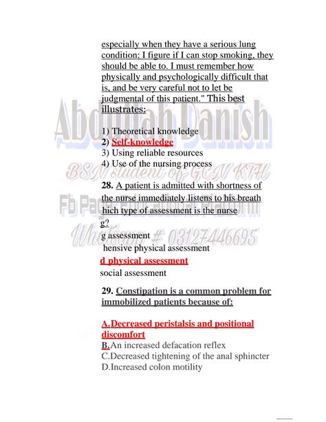 Fundamental Of Nursing 1st Semester Bsn Mcqs With Answer Key