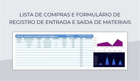 Planilhas Lista De Compras E Formulário De Registro De Entrada E Saída