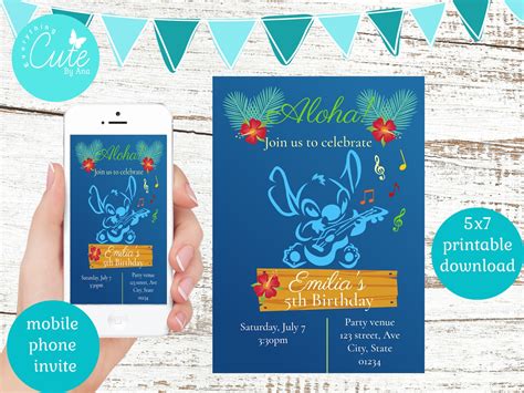 Invitaci N De Cumplea Os Stitch Descarga Digital Personalizado