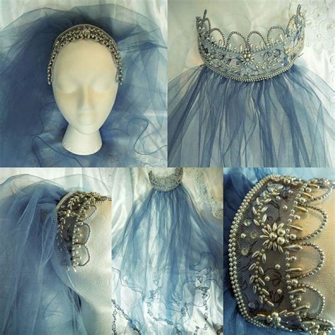 Hand Crafted Corpse Bride Emily Inspired Bridal Veil Beaded Crown