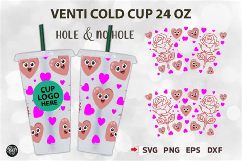 Rose Valentines Day Venti Cold Cup Svg Graphic By Lazycraftlab · Creative Fabrica