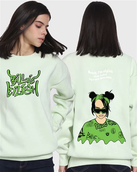 Buy Women S Green I M Stylish Billie Eilish Graphic Printed Oversized