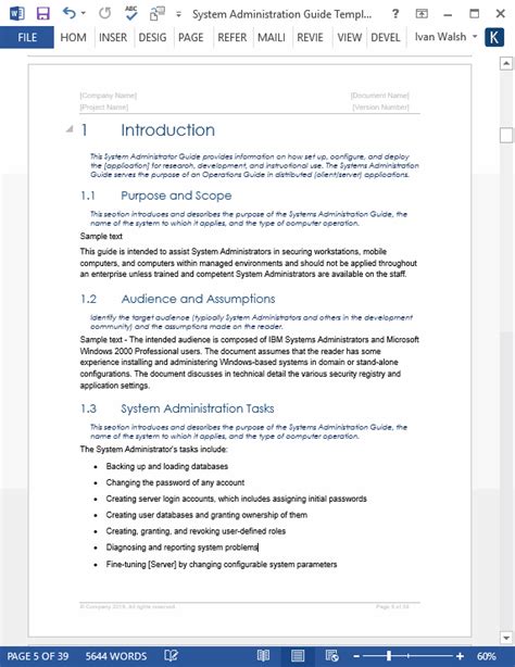 System Administrator Guide Template Sdlc Software Development Templates Forms And Checklists