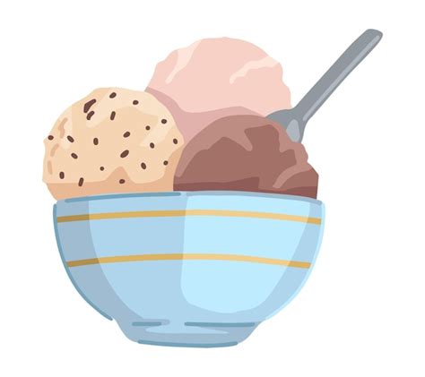 Bolas de helado en un tazón clipart doodle de comida dulce de verano