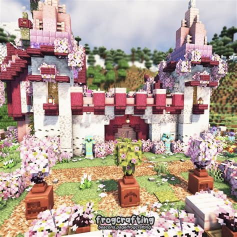 pink minecraft castle | Minecraft, Stad