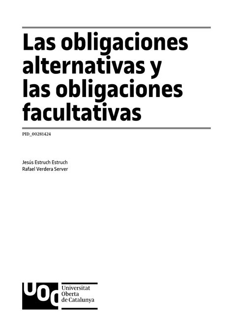 LAS Obligaciones Alternativas Y LAS Obligaciones Facultativas Las