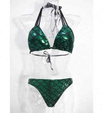 Women S Mermaid Halter Strappy Padded Triangle Bikini Sets Swimsuit Cn Yigicqu