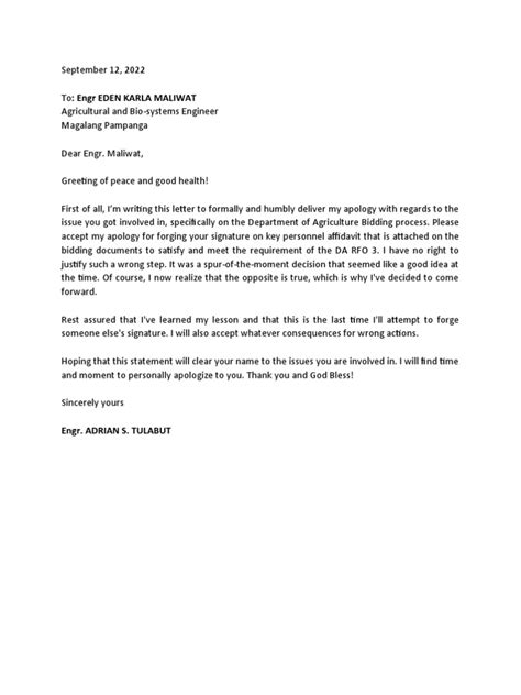 Apology Letter | PDF