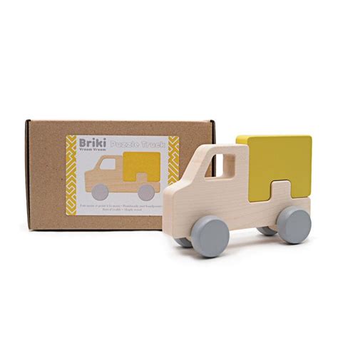 Camion En Bois Briki Vroom Vroom Jaune Moutarde Pastel Shop