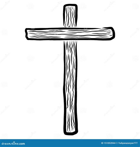 Empty Wooden Cross Lord Jesus Black Pattern Stock Illustration