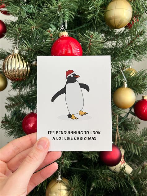 Funny Penguin Christmas Card Christmas Gift Card for Him or - Etsy Canada