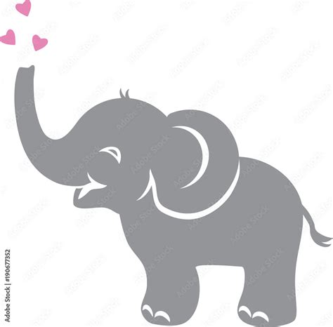 Funny baby elephant with hearts Stock Vector | Adobe Stock