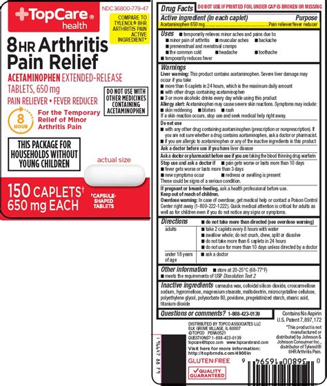 Dailymed Topcare 8 Hr Arthritis Pain Relief Acetaminophen Tablet