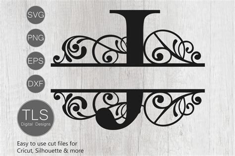 Letter J Split Monogram SVG Split Monogram SVG Letter J Cricut By