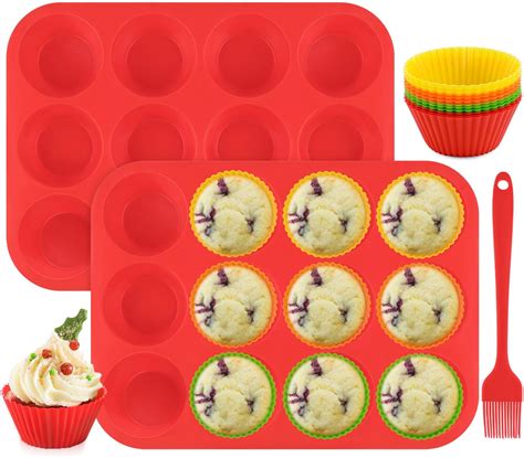 Aila Pcs Silicone Muffin Trays Cups Silicone Cupcake Cases Non