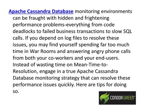 Ppt Tips For Apache Cassandra Database Monitoring Powerpoint