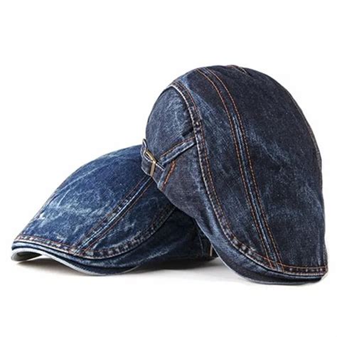 Gorros De Mezclilla Lisos Para Hombre Y Mujer Boina Plana Lavada Con