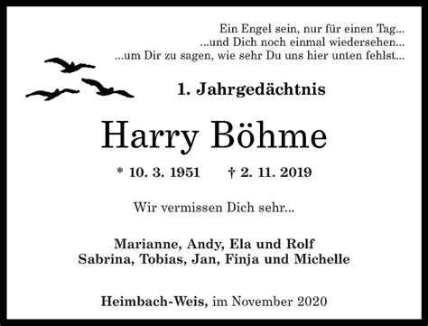 Traueranzeigen Von Harry B Hme Rz Trauer De