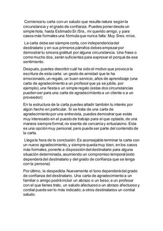 La Carta De Agradecimiento PDF