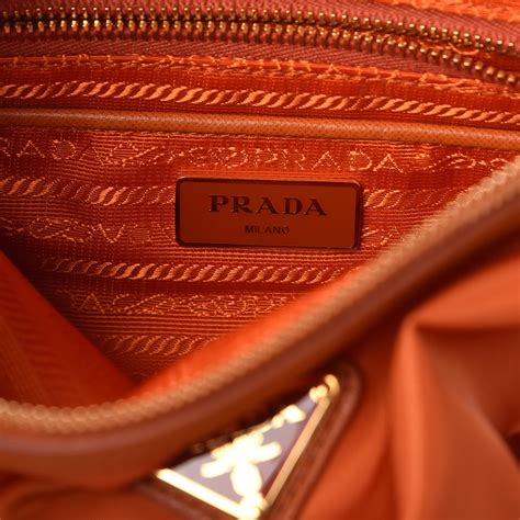 PRADA Tessuto Nylon Saffiano Crossbody Bag Papaya 334707 FASHIONPHILE