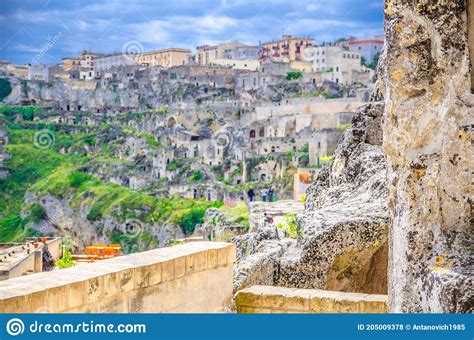 Sassi Di Matera Blurred View Of Historical Centre Sasso Caveoso Of Old