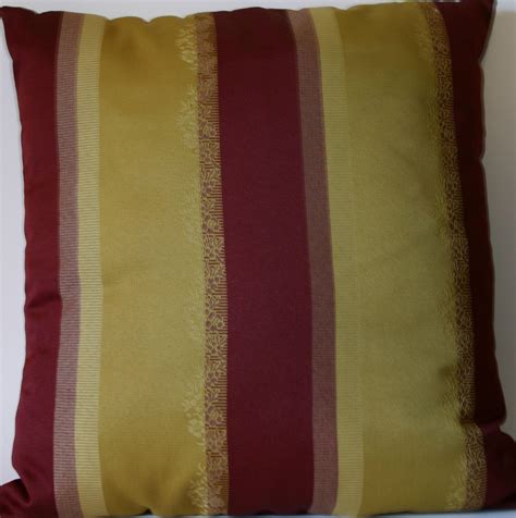 Burgundy and Gold Throw Pillow Cover Striped Cushion Cover