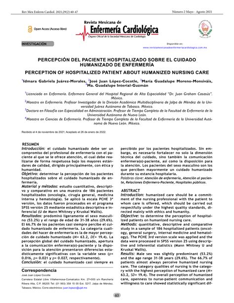 PDF PERCEPCIÓN DEL PACIENTE HOSPITALIZADO SOBRE EL CUIDADO HUMANIZADO