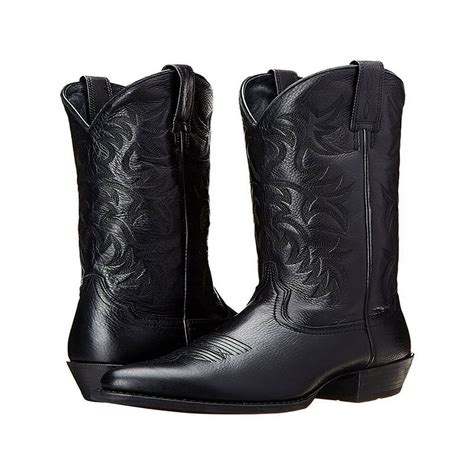 Embroidery low Heel Men'S Calf Boots Europe And The United States Style Western Cowboy Boots ...