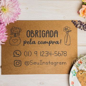 Cartão Obrigada pela compra Personalizado em Papel Kraft no Elo7