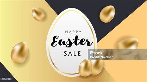 Frohe Ostern Luxusbanner Hintergrundvorlage Mit Schönen Goldenen Eiern