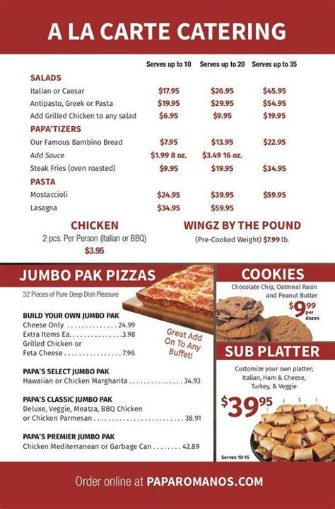 Menu At Papa Romanos Pizza Mr Pita Pizzeria Auburn Hills