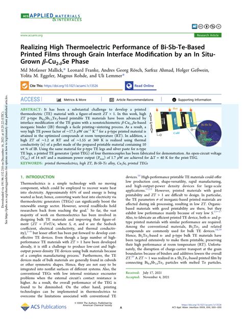 PDF Realizing High Thermoelectric Performance Of Bi Sb Te Based