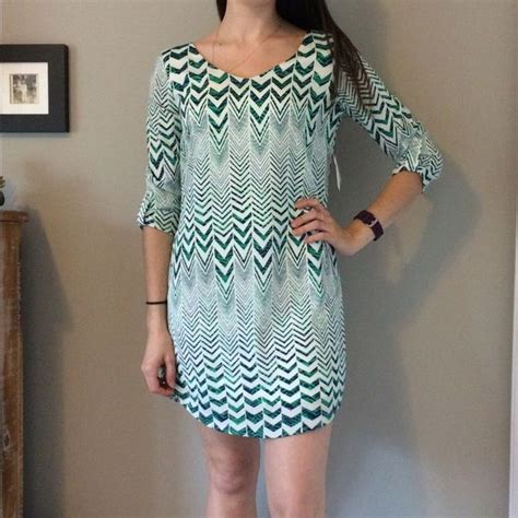 Green And White Chevron Shift Dress Green And White Chevron Shift Dress