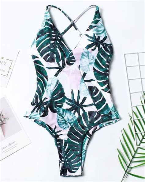 Discover Cute Bikini Perfect For The Summer Gateways Green Leaf Print One Piece