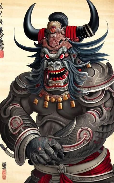 Japanese Oni Styled In Edo Era Painting Full Body