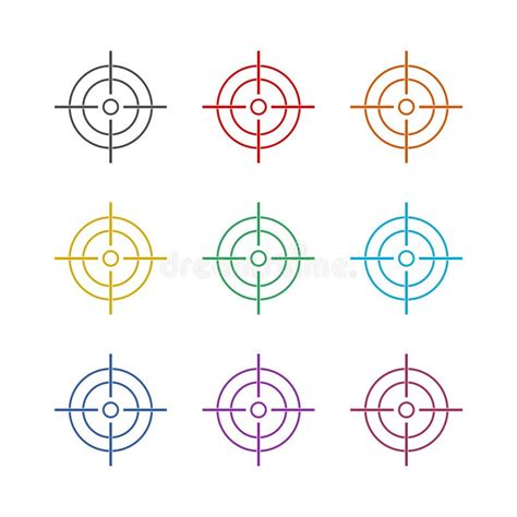 Crosshair Color Icons Set Isolated on White Background Stock ...