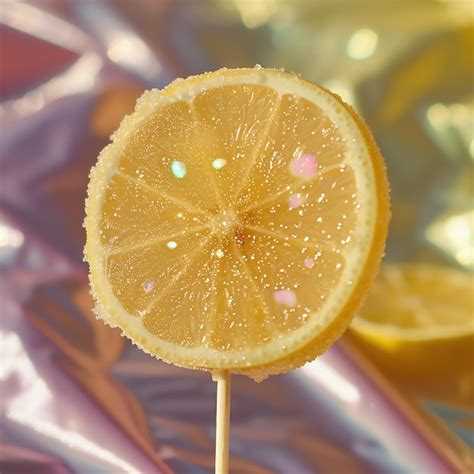 Premium Photo A Lemon Is On A Stick With A Piece Of Lemon In The