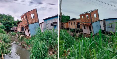 Casa S Margens De Igarap Fica Inclinada E Corre Risco De Desabar Em