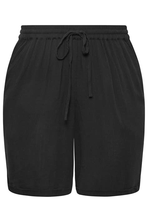 Limited Collection Plus Size Curve Black Crinkle Shorts Yours Clothing