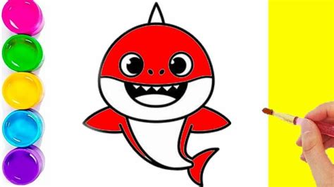 Drawing Baby Shark For Kids Menggambar Bayi Hiu Untuk Anak Anak