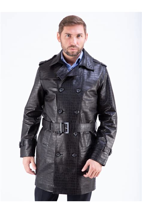 Плащ из натуральной кожи мужской MONDIAL DK1107-BLACK. Купить пальто и ...