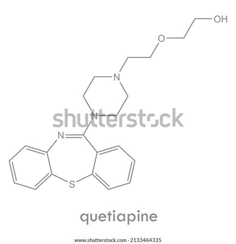 Quetiapine Structure Atypical Antipsychotic Drug Molecule Stock Vector