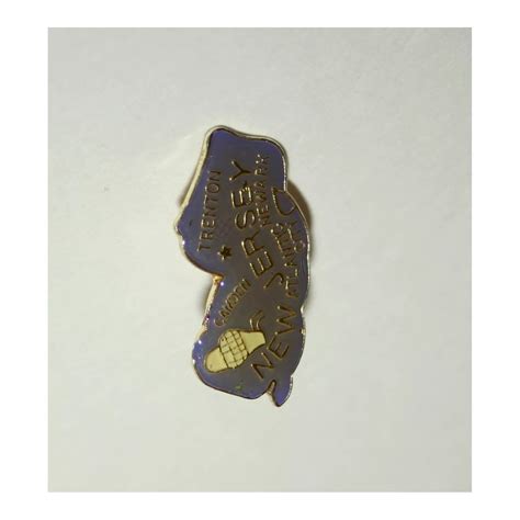 Vintage Purple State Of New Jersey Tourist Map Lapel Pin Tie Tac 1980s