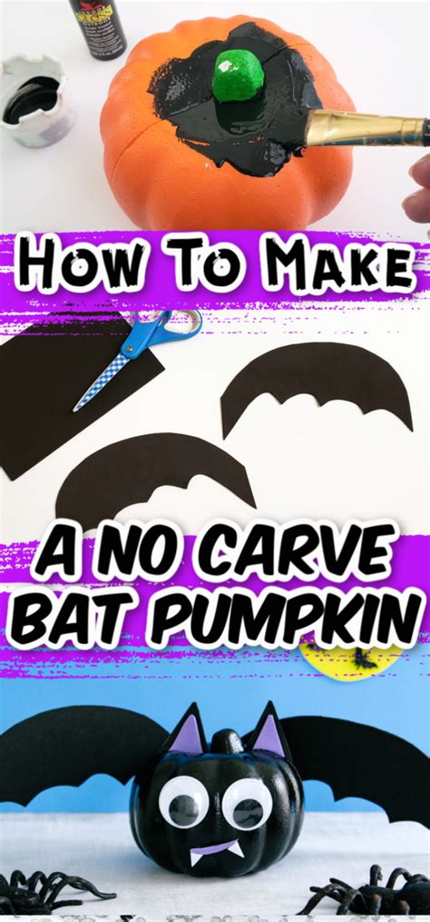 Easy No Carve Bat Pumpkin For Halloween Fun Money Mom