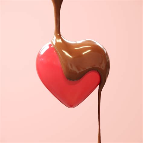 Premium Photo Chocolate Melt Drop On Red Heart Shape On Pink