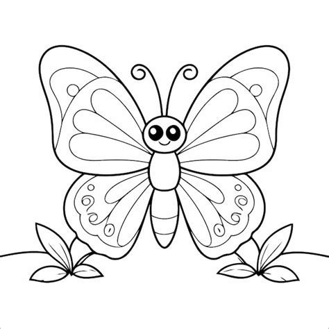 Livre De Coloriage De Papillons Mignons Pour Les Enfants Vecteur Premium