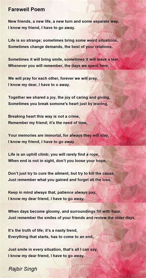 Farewell Poems For Seniors