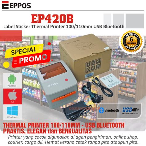 Jual Eppos Sticker Resi Thermal Barcode Printer Ep B B