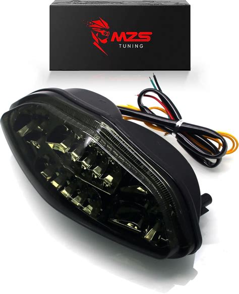 Mzs Motorcycle Tail Light Led Integrated Turn Signal Blinker Smoke Lens Compatible