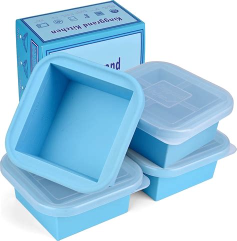 Kinggrand Kitchen 2 Cup Silicone Freezer Trays With Lid 4 Pack Silicone